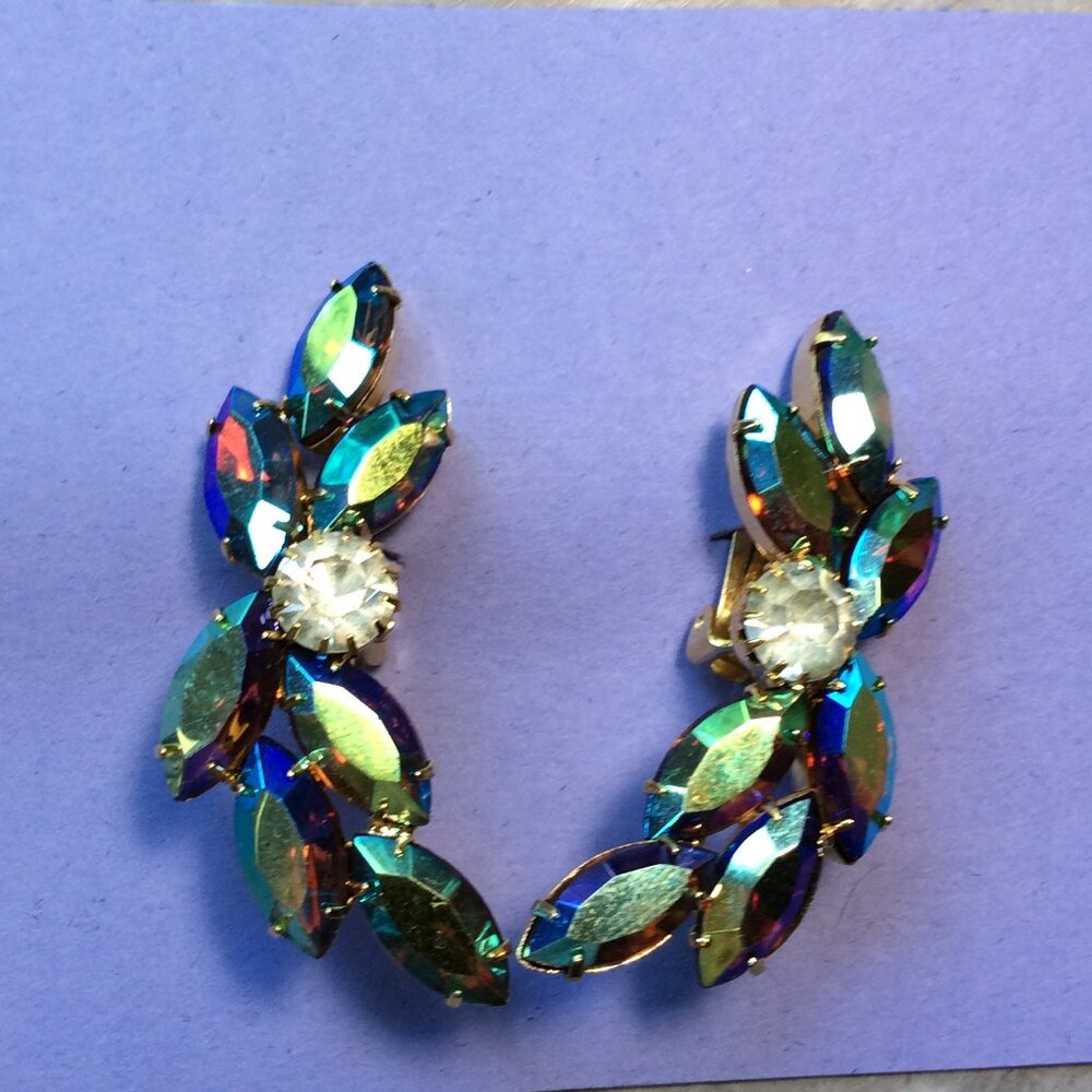 Bold 80s Statement Earring Candy! Colorful Vintage Rhinestone Gems #VintageGlam